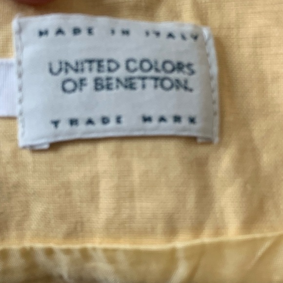 Benetton linen mini skirt EU size 42 = 12/14 lined 6button close L-18-19 in - Picture 5 of 5